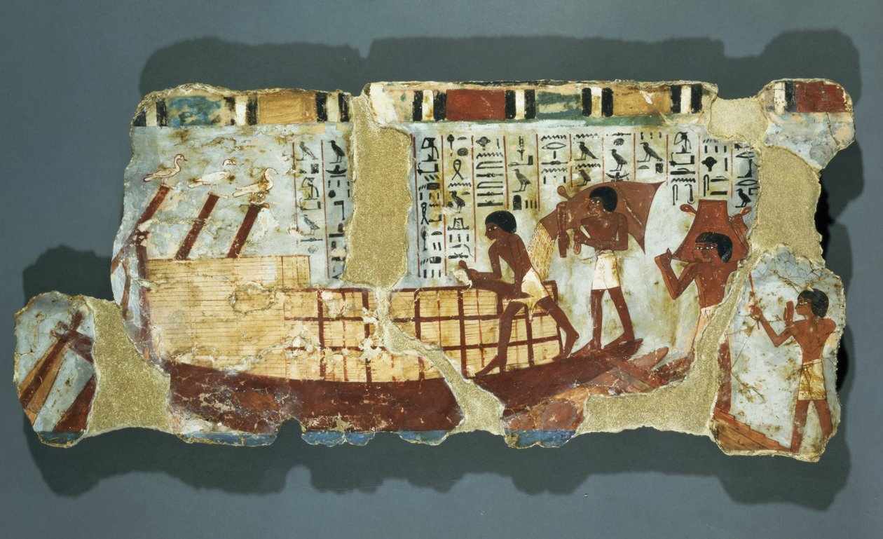 Ładowanie ziarna, z grobowca Unsou, Teby Wschodnie, Nowe Królestwo (malarstwo ścienne) autorstwa Egyptian 18th Dynasty
