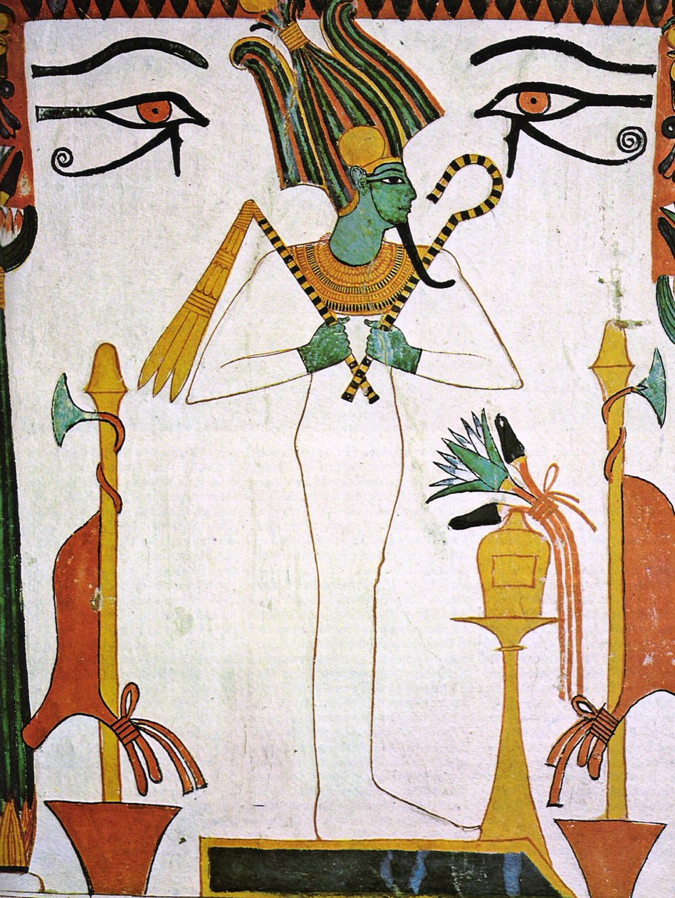 Ozyrys z grobowca Sennedjema, ok.1290 pne malowidło ścienne autorstwa Egyptian 19th Dynasty