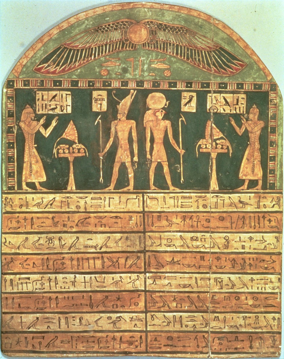 Stela Końska, Epoka Późna (drewno malowane) autorstwa Egyptian 26th Dynasty