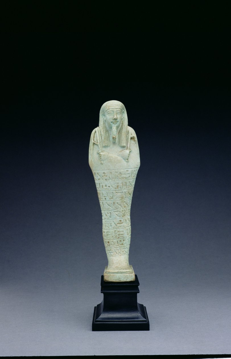 Figura Shabti Imhotepa urodzonego w Bastetirdis, okres późny (jasnozielony fajans egipski) autorstwa Egyptian 30th Dynasty