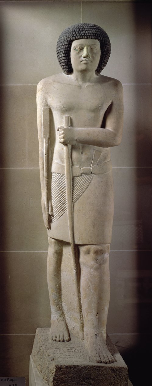 Posąg Sępa, Stare Państwo (malowany wapień) autorstwa Egyptian 3rd Dynasty