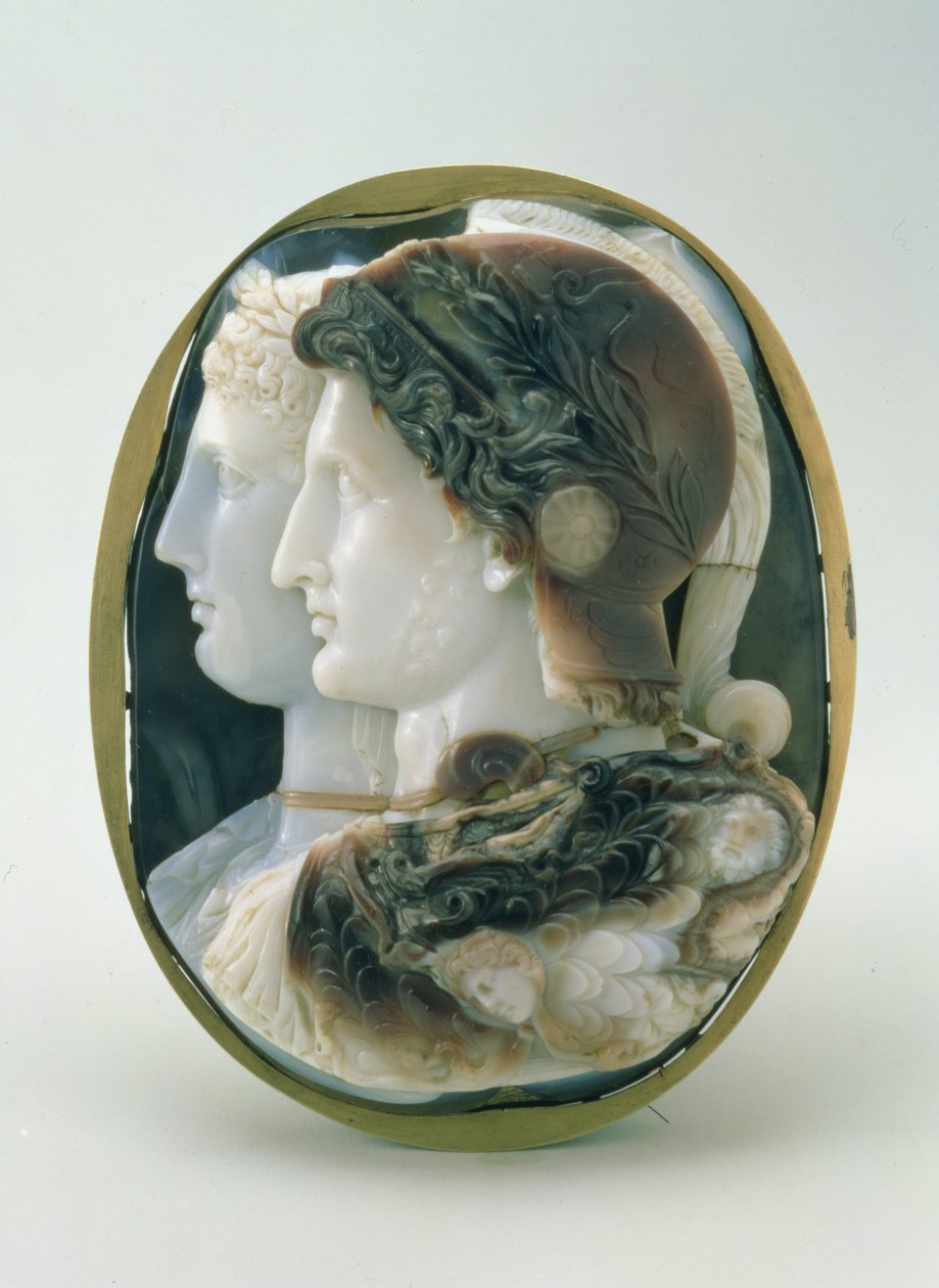 Kamea z Gonzagi, przedstawiająca Ptolemeusza II Filadelfosa (285-246 p.n.e.) i jego żonę Arsinoe jako bogów greckiego panteonu, wykonana w Aleksandrii, III w. p.n.e. (sardonyks) autorstwa Egyptian Ptolemaic Period