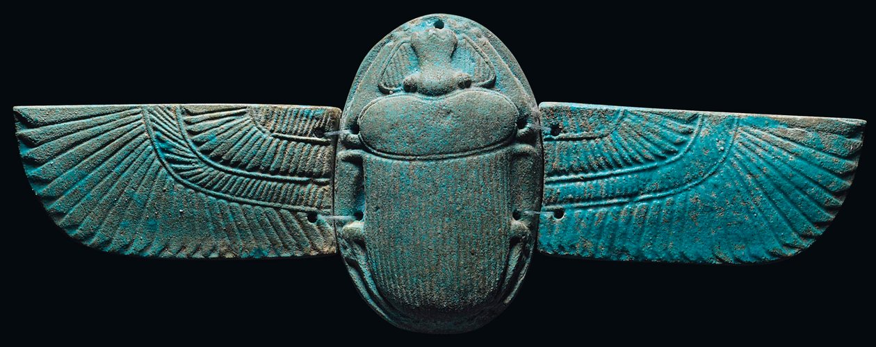 Крылатый скарабей из египетского фаянса, ок. 664-30 г. до н.э.польский autorstwa Egyptian