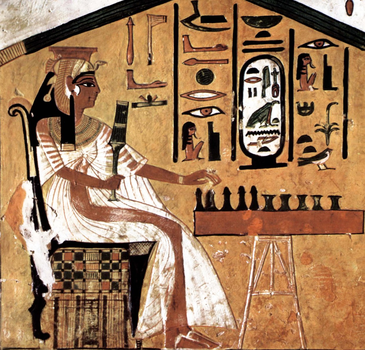 Nefertari grająca na senecie (papirus) autorstwa Egyptian 19th Dynasty
