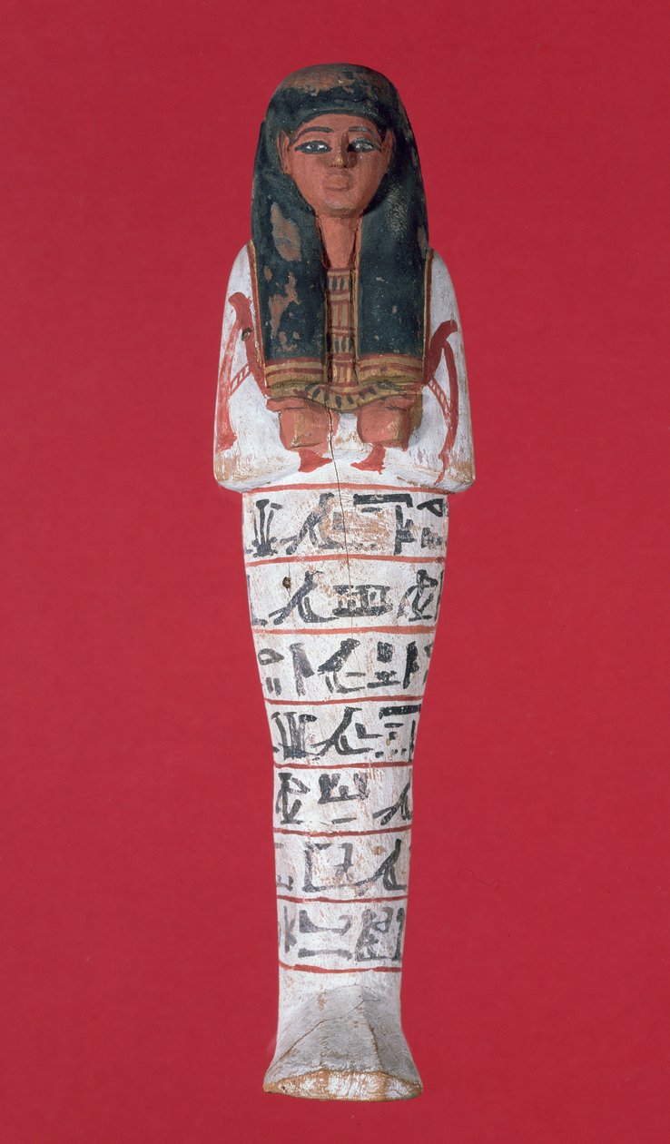 Figurka Shabti, Nowe Królestwo (malowane drewno) autorstwa Egyptian 19th Dynasty