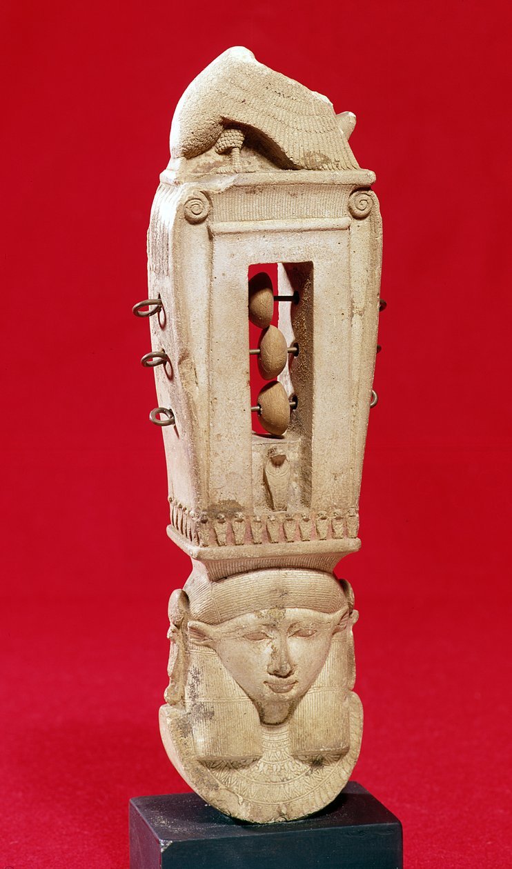 Sistrum, okres saite (wapień) autorstwa Egyptian 26th Dynasty