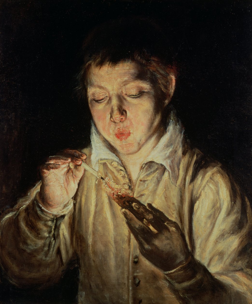 Dziecko dmuchające na węgiel, początek lat siedemdziesiątych XVI wieku autorstwa El Greco