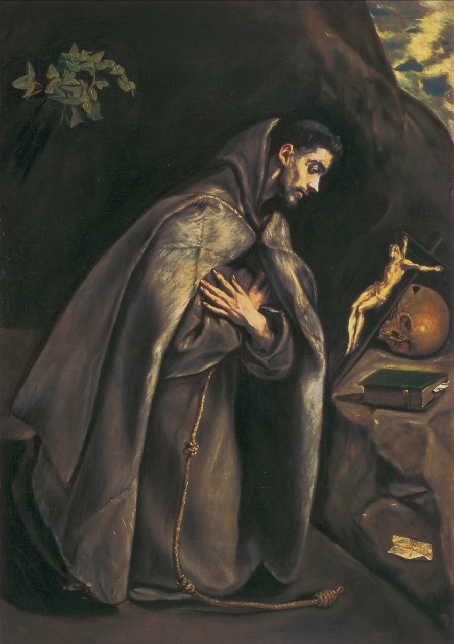 Święty Franciszek czczący krucyfiks autorstwa El Greco