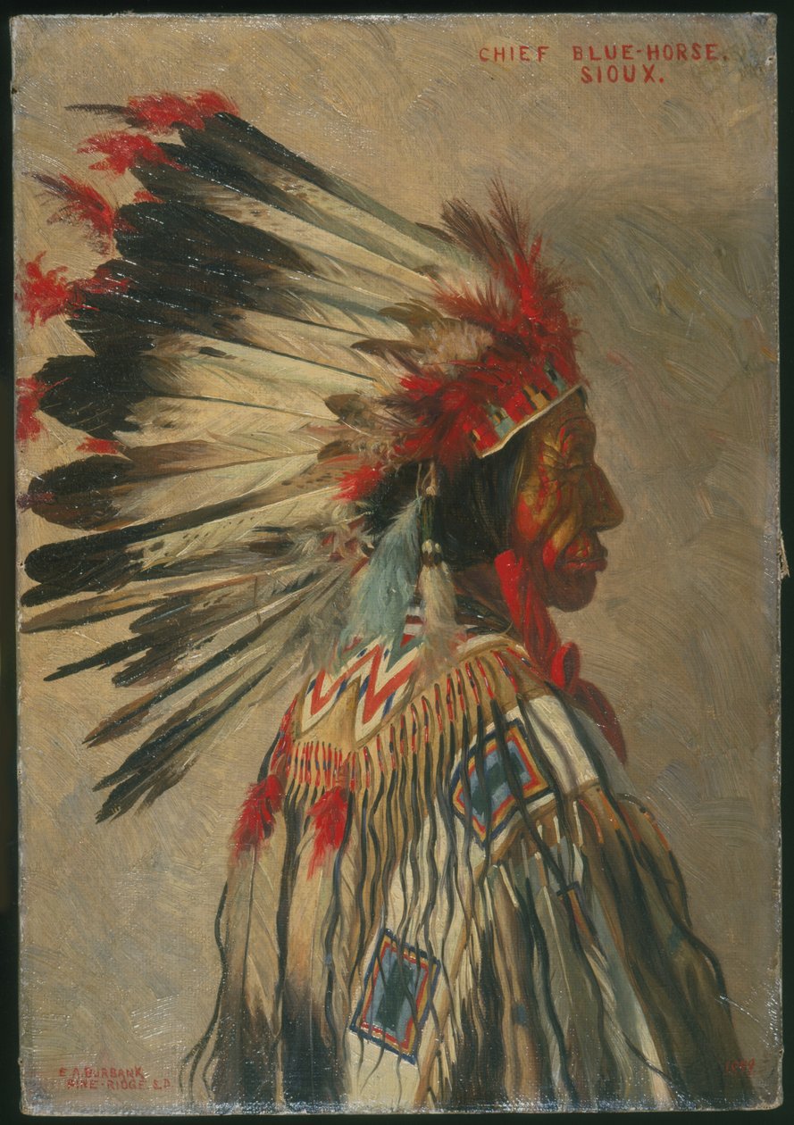 Wódz Niebieski Koń, Sioux autorstwa Elbridge Ayer Burbank