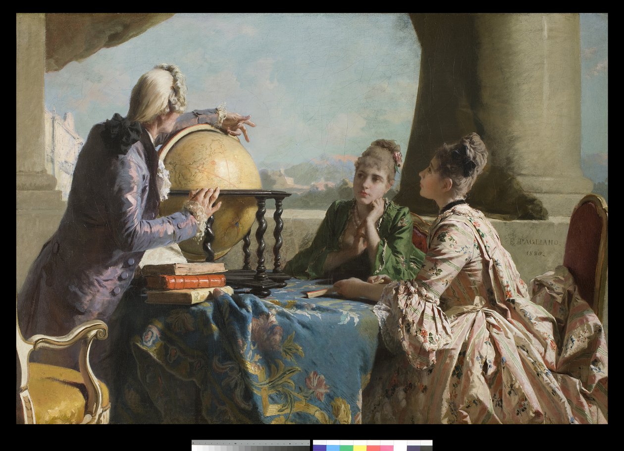 Lekcja geografii, 1880 autorstwa Eleuterio Pagliano