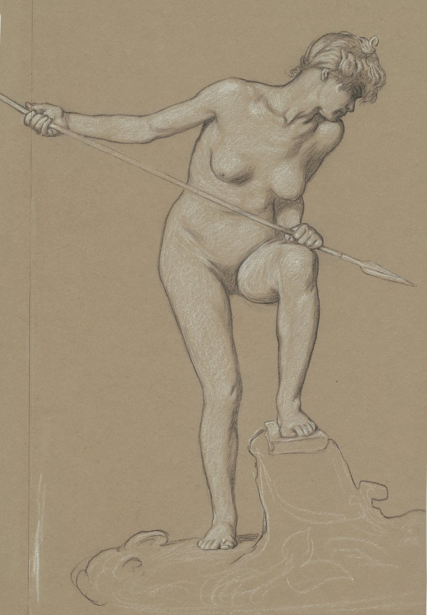Dziewczyna spearing delfina, ok. godz. 1900. autorstwa Elihu Vedder
