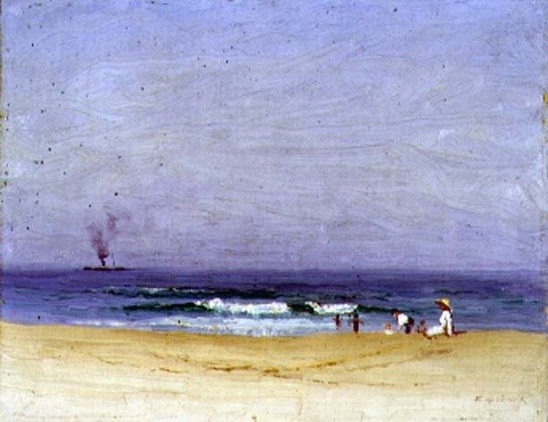 Na plaży (olej na płótnie) autorstwa Elioth Gruner