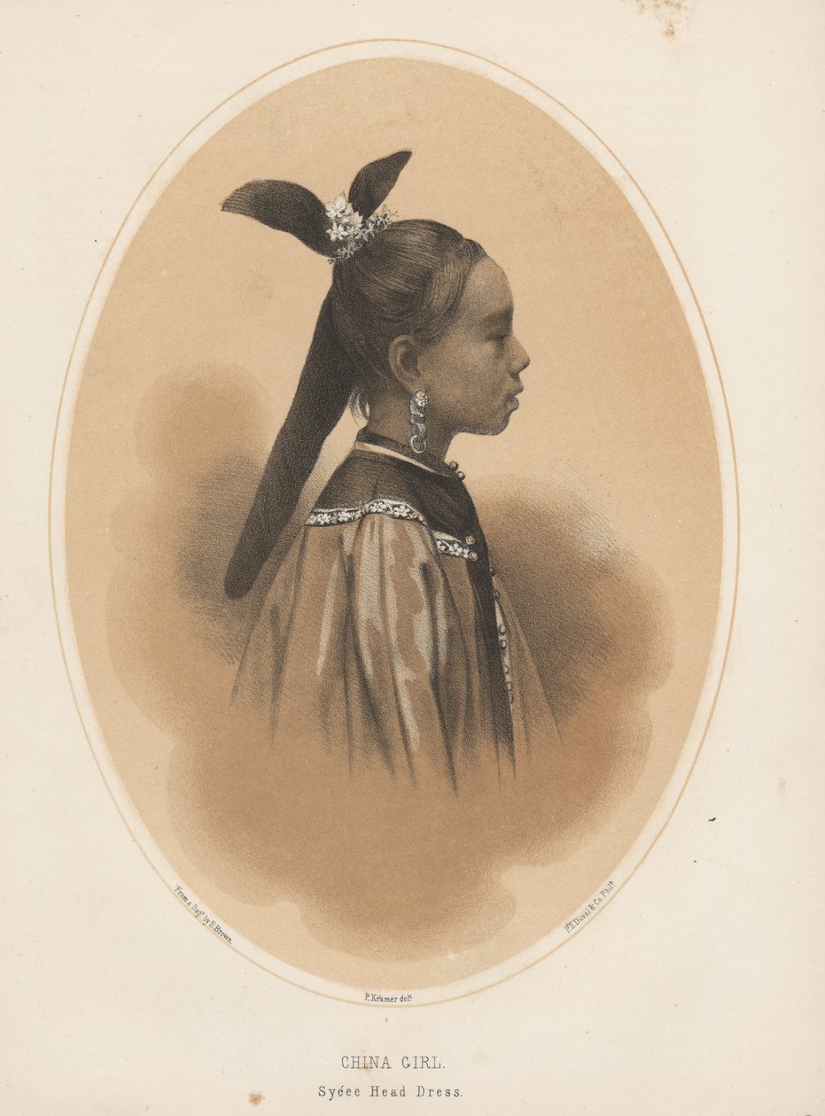 China Girl, Sycee Head Dress, 1855 autorstwa Eliphalet Brown