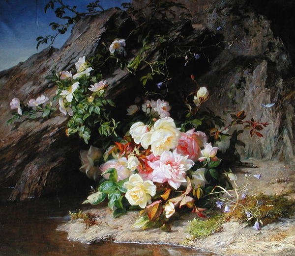 Róże (olej na płótnie) autorstwa Elise Puyroche Wagner