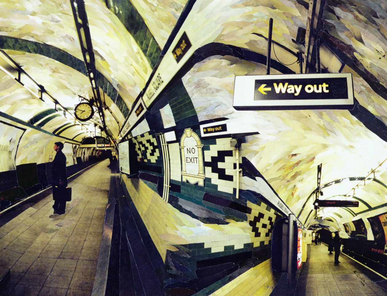 Way Out (Russell Square) 1998 (kolaż z papierowej mozaiki) autorstwa Ellen Golla