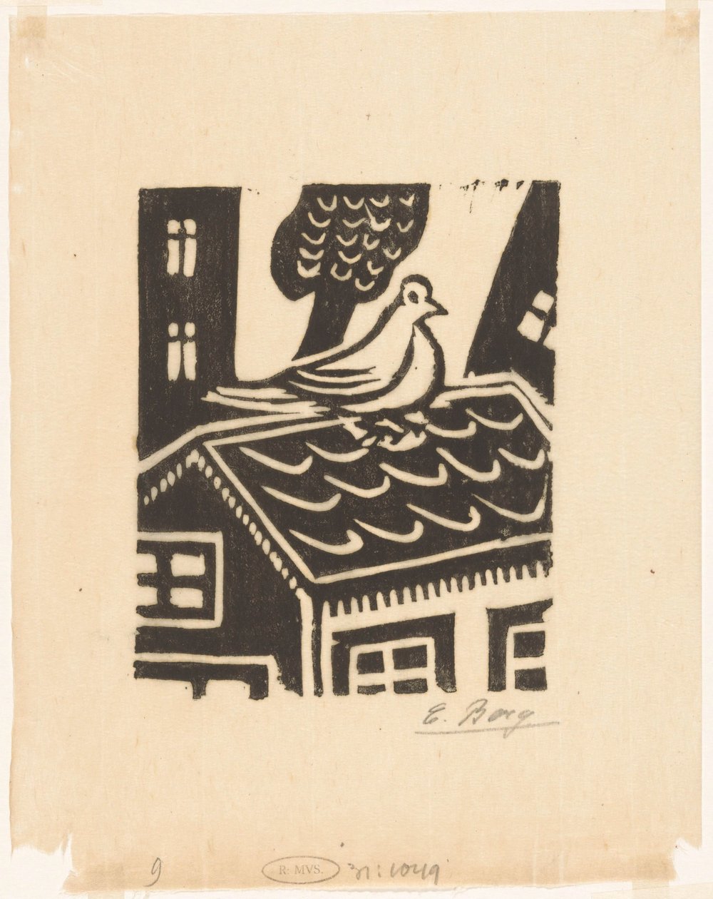 Gołąb na dachu autorstwa Else Berg (signed by artist)