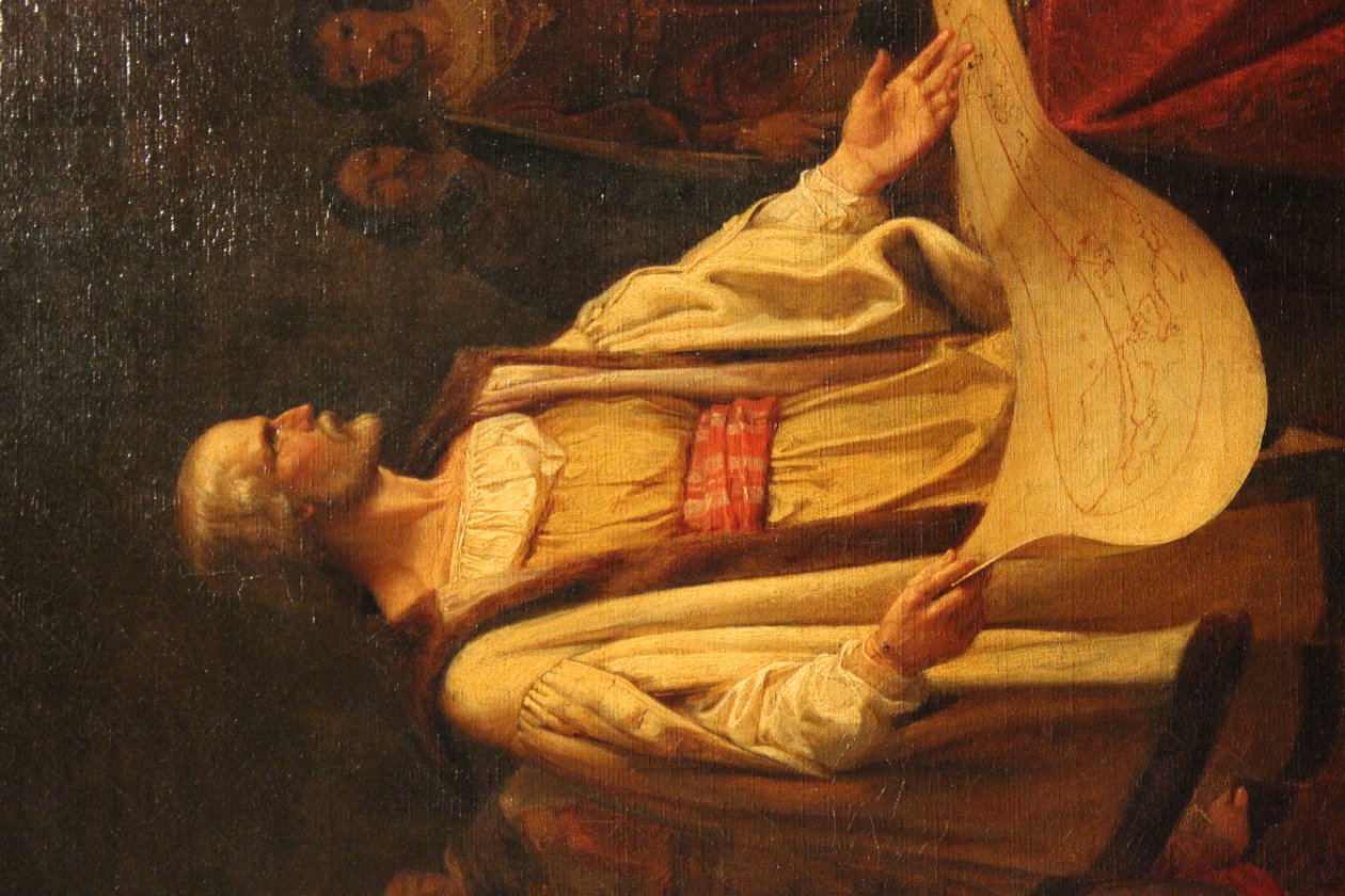 Krzysztof Kolumb przed soborem w Salamance autorstwa Emanuel Gottlieb Leutze