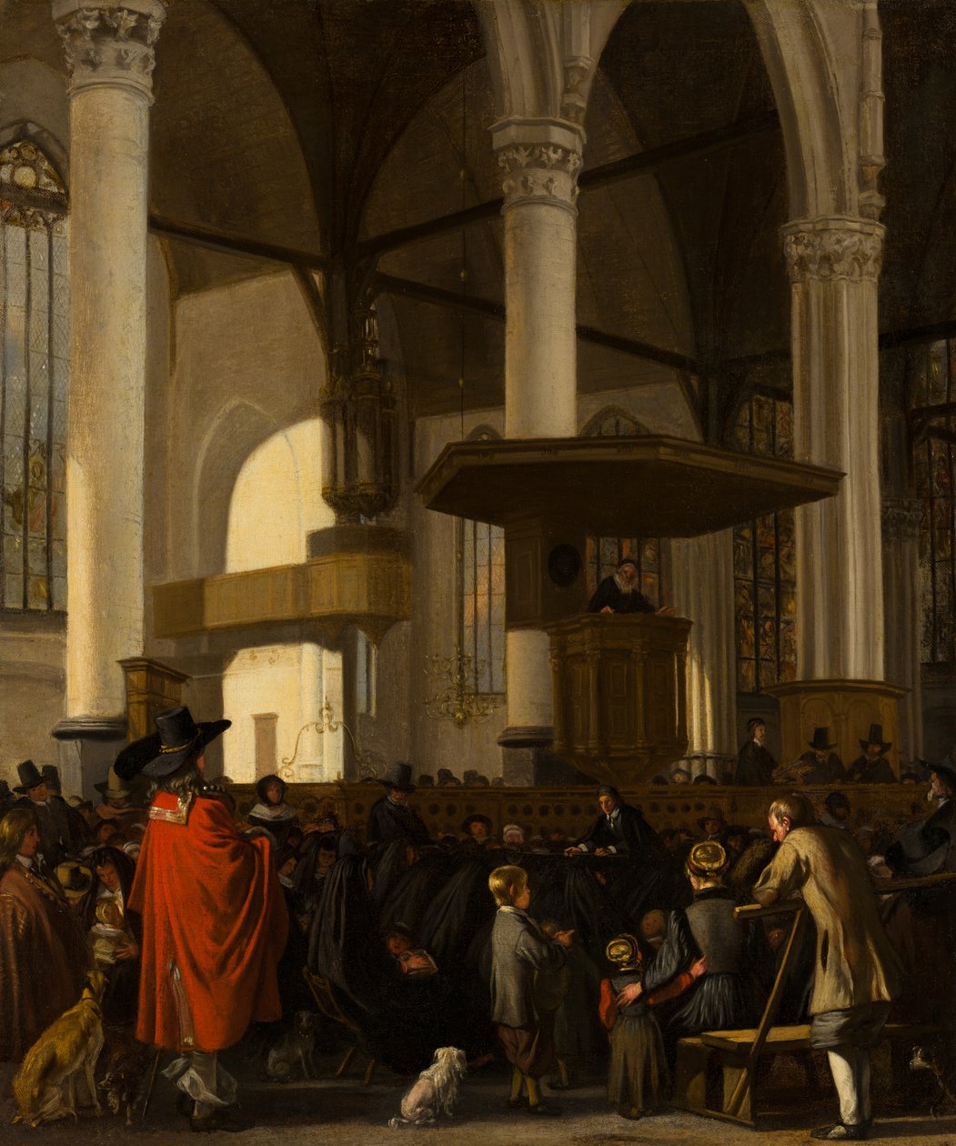 Oude Kerk w Amsterdamie podczas nabożeństwa autorstwa Emanuel de Witte