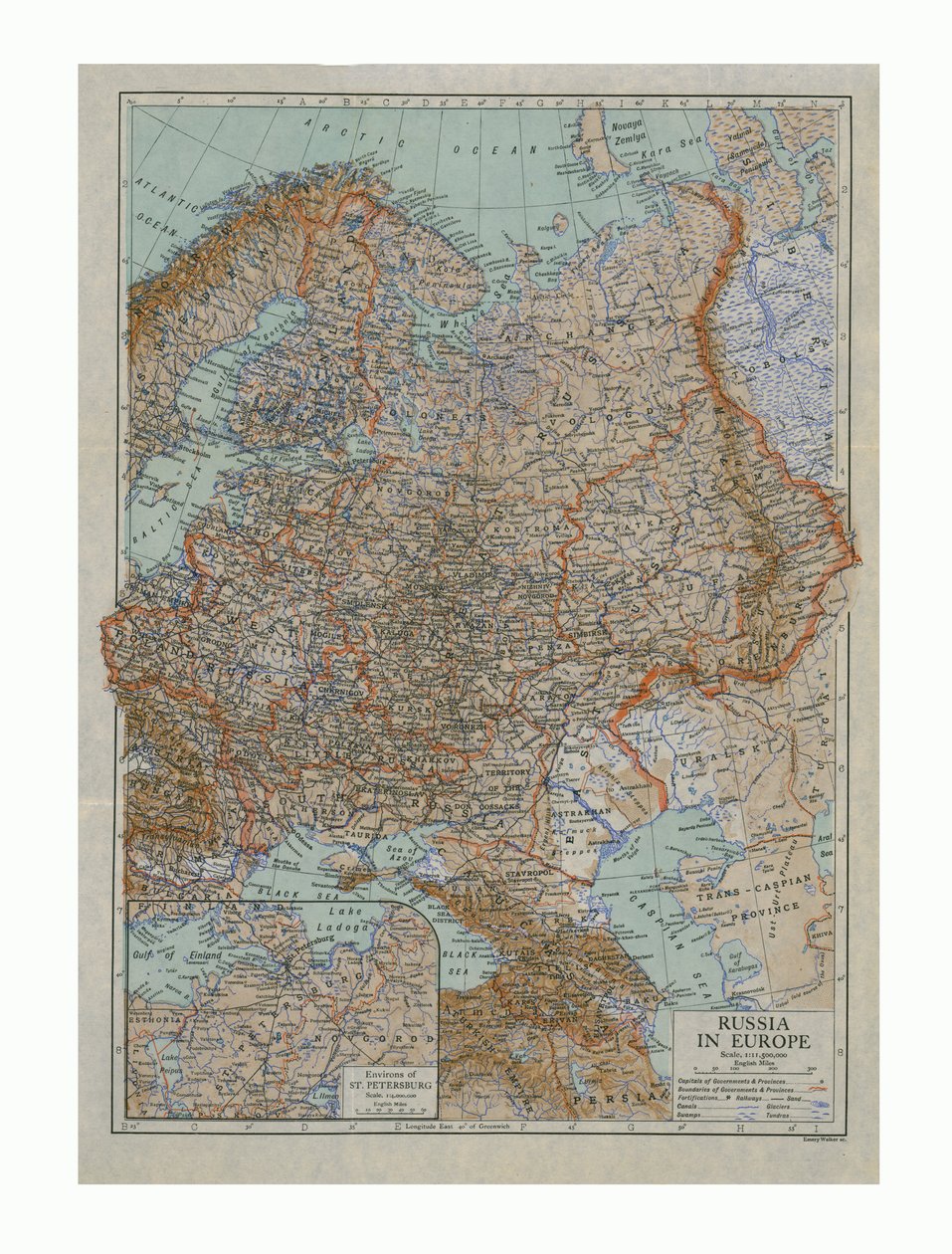 Mapa Rosji w Europie, c1910. autorstwa Emery Walker