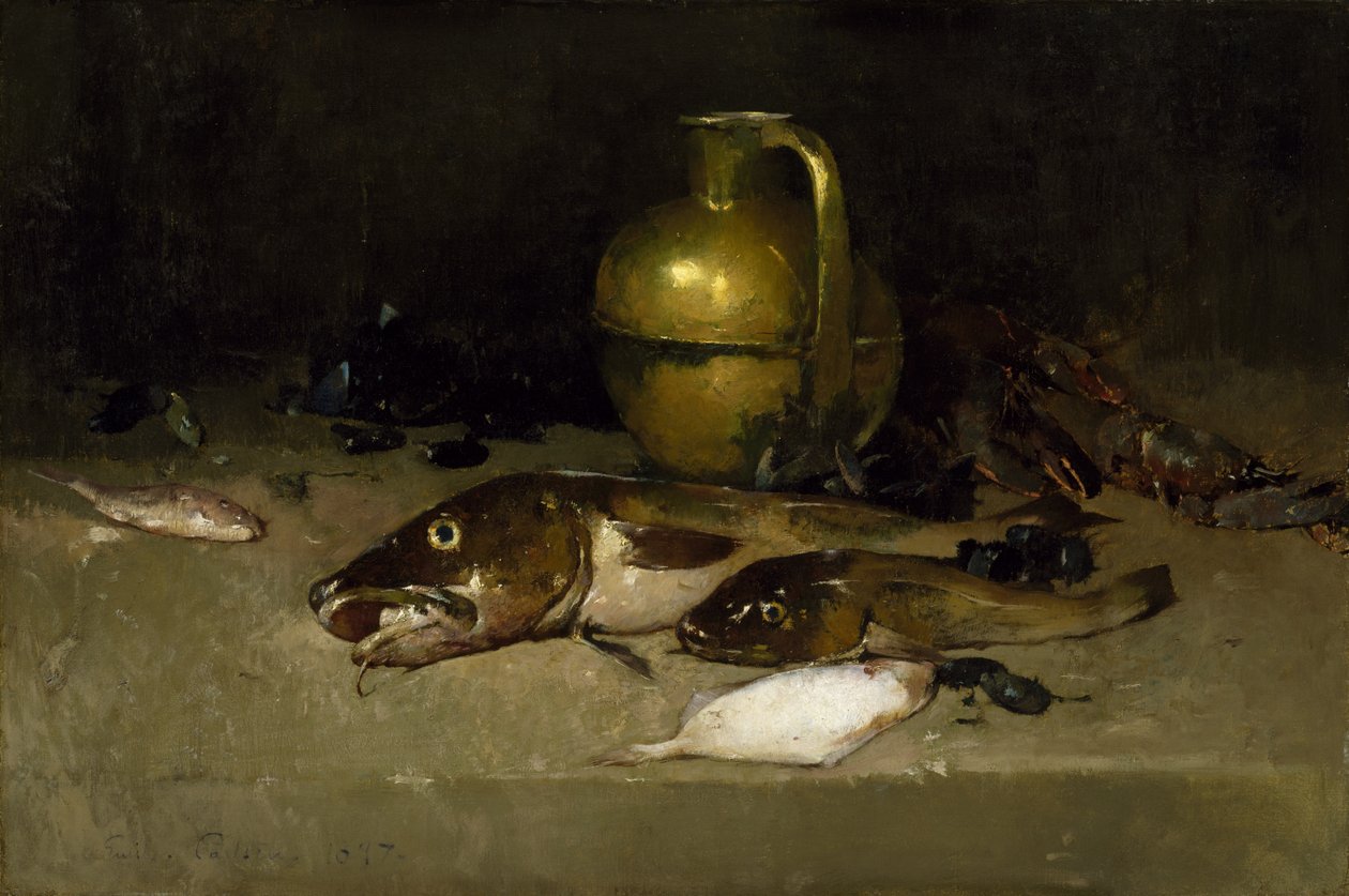 Martwa natura z rybą, 1897 autorstwa Emil Carlsen