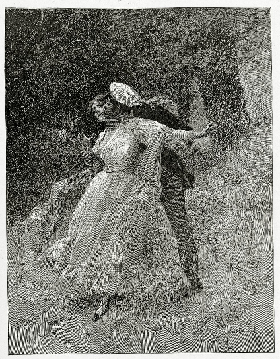 Młodzież, Les Chansons des Rues et des Bois, XIX w. (grawerunek bw) autorstwa Emile Antoine Bayard