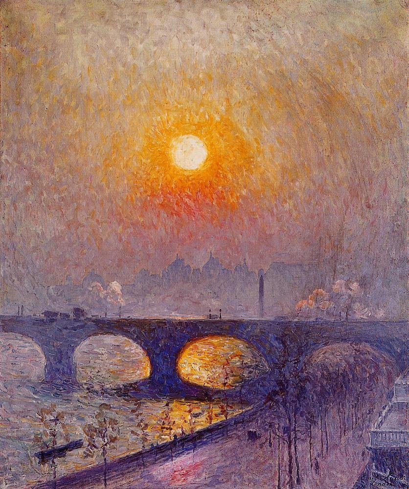 Zachód słońca nad mostem Waterloo autorstwa Emile Claus