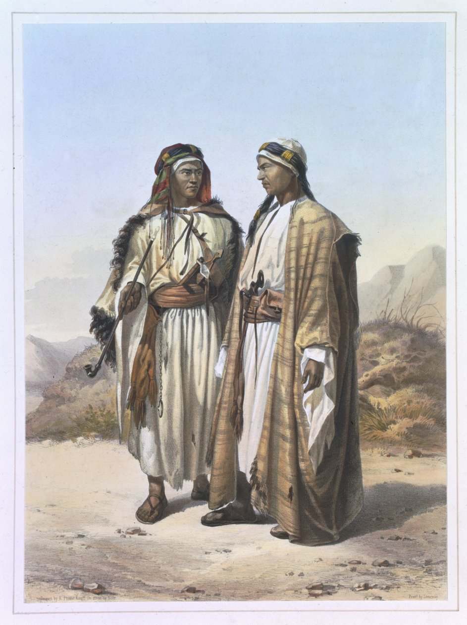 Mahazi i Soualeh Beduin, ilustracja z „Doliny Nilu”, sztychowana przez wyd. Charlesa Boura (1814–81). przez Lemercier, 1848 autorstwa Emile Prisse d