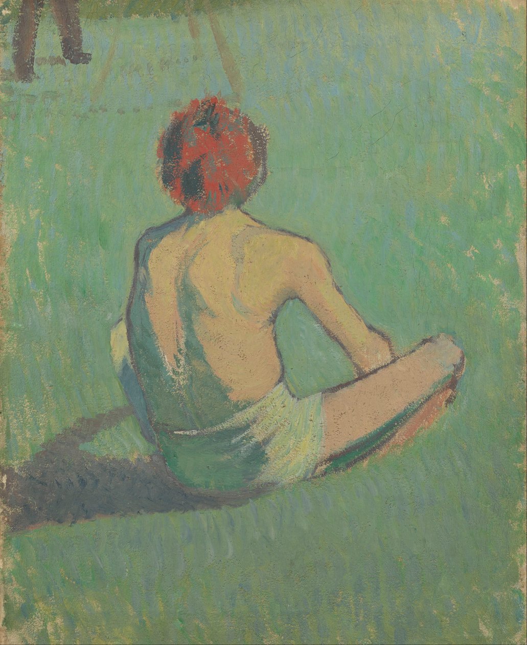 Chłopiec siedzący na trawie autorstwa Emile Bernard