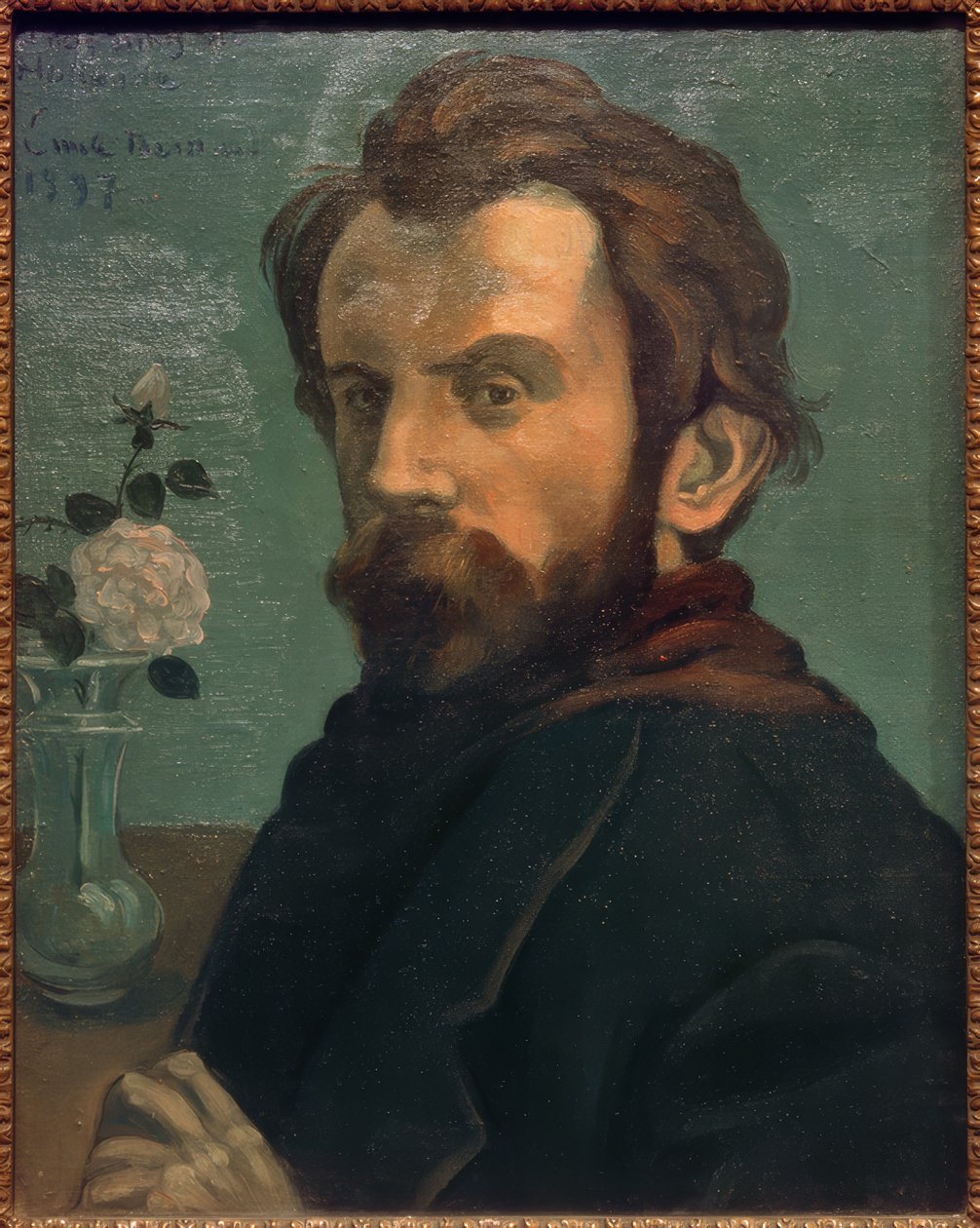 Autoportret z wazonem z kwiatami autorstwa Emile Bernard