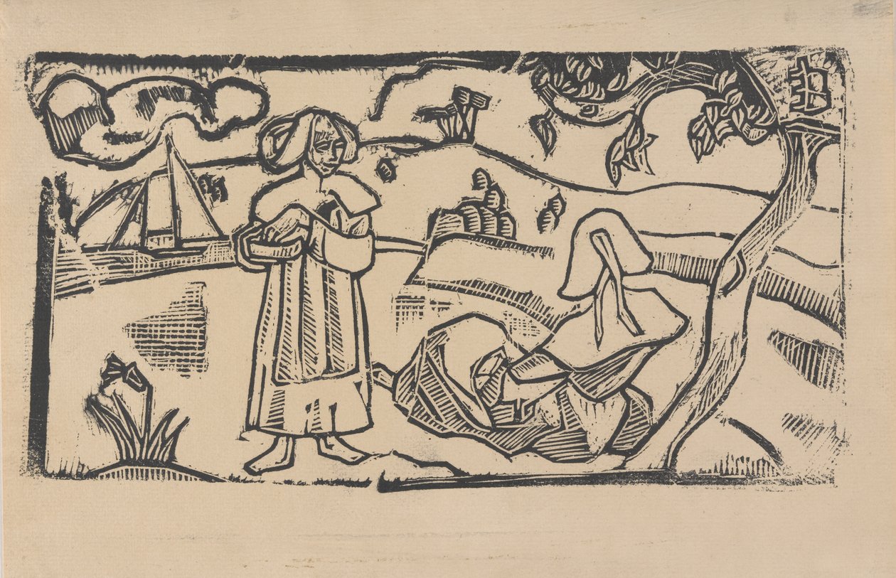 Dwie bretońskie kobiety, ok. 1891 r. (drzeworyt) autorstwa Emile Bernard
