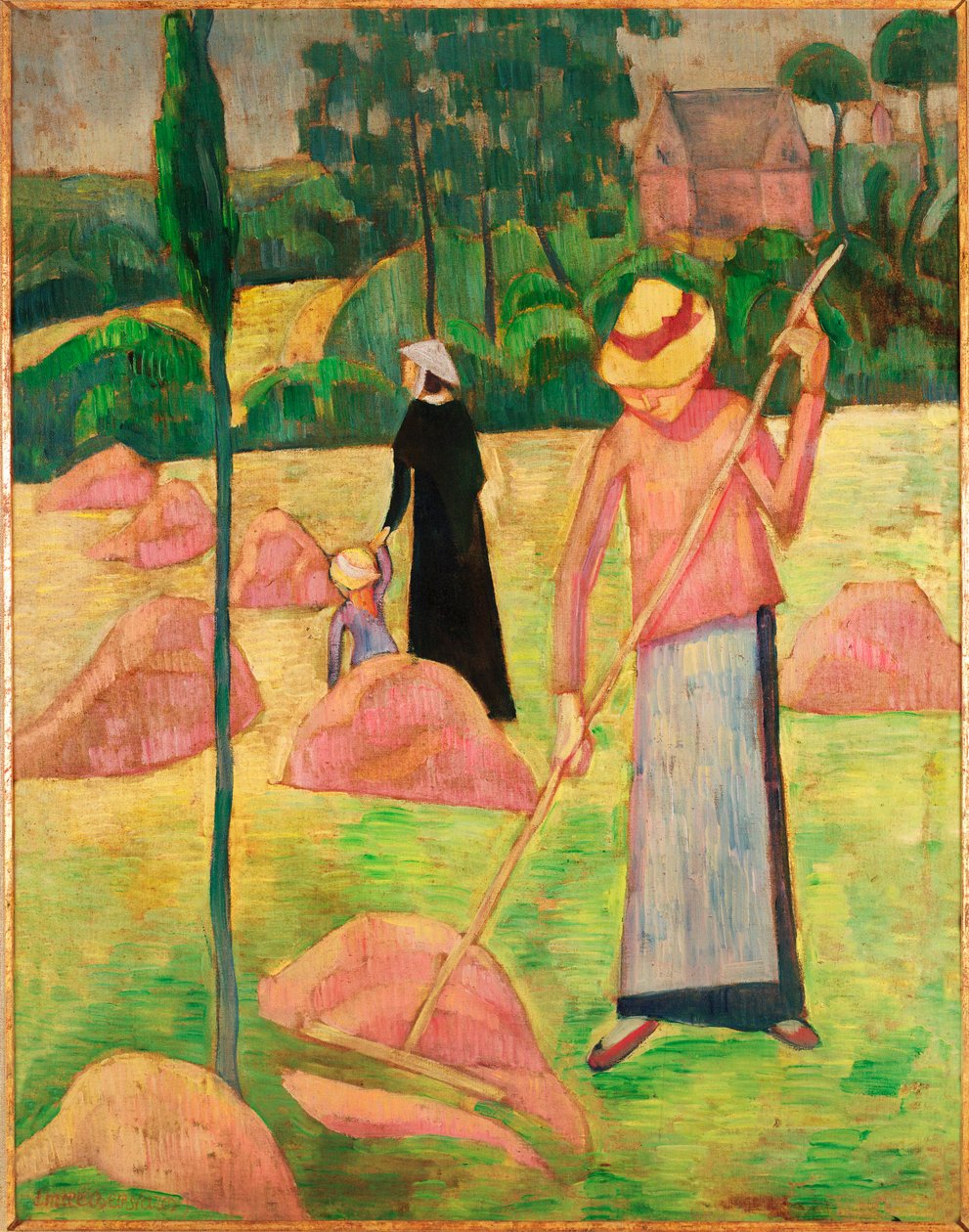 Kobieta z grabiami ... (olej na płótnie) autorstwa Emile Bernard