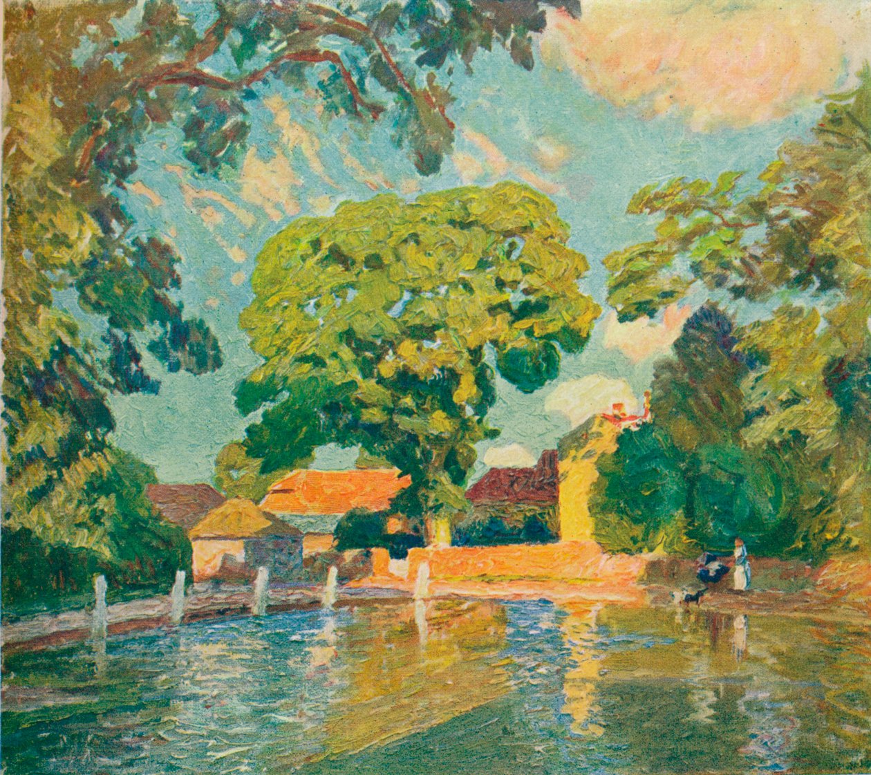Wiejski staw, Upton Grey, ok. 1914 r. autorstwa Emile Claus