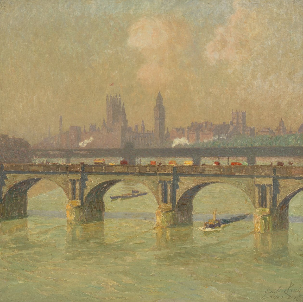 Most Waterloo i most Hungerford autorstwa Emile Claus