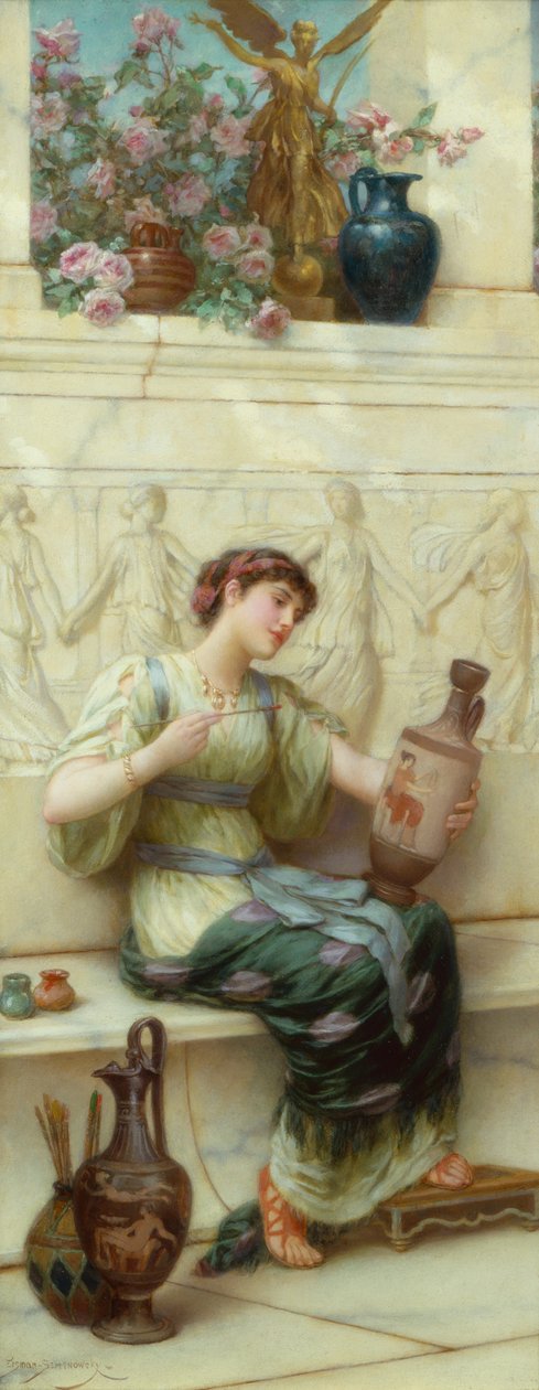 The Finishing Touch (olej na panelu) autorstwa Emile Eismann Semenowski