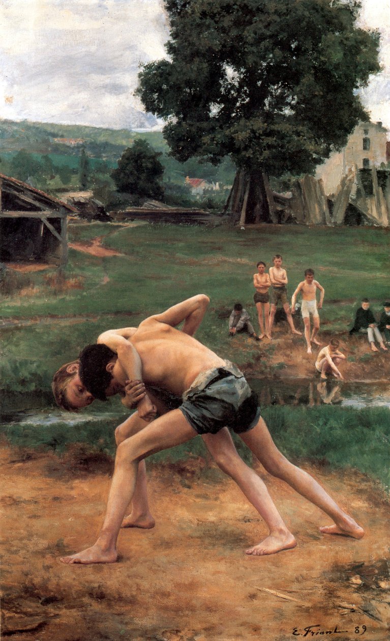 Zapasy La Lutte, 1889. autorstwa Emile Friant