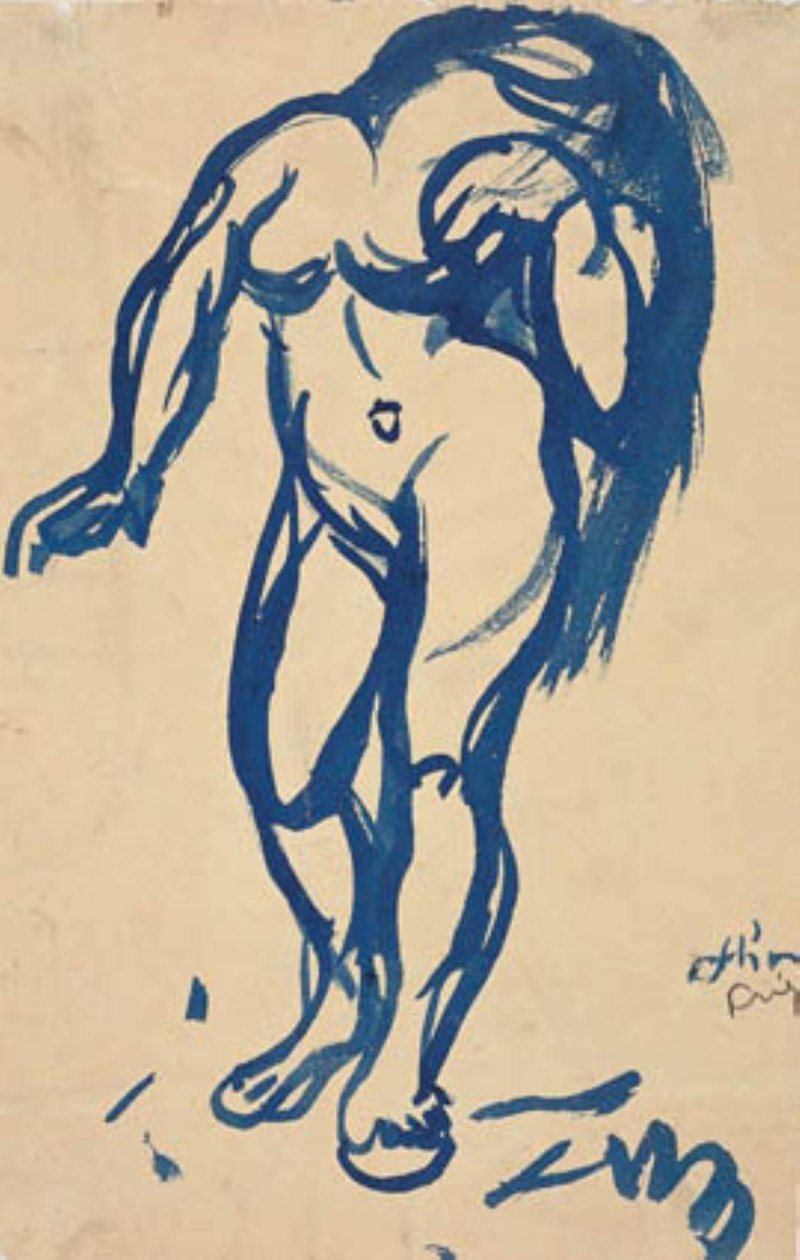 Stojąca kobieta z rozpuszczonymi włosami. autorstwa Emile Othon Friesz