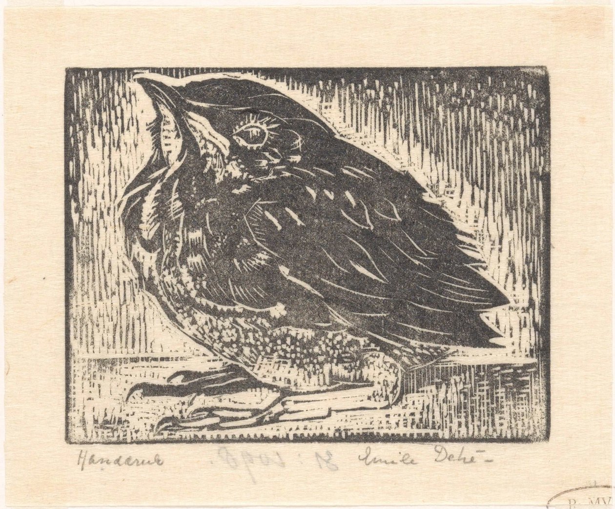 pisklę ptaka autorstwa Emilius Wilhelmus Dehé (signed by artist)