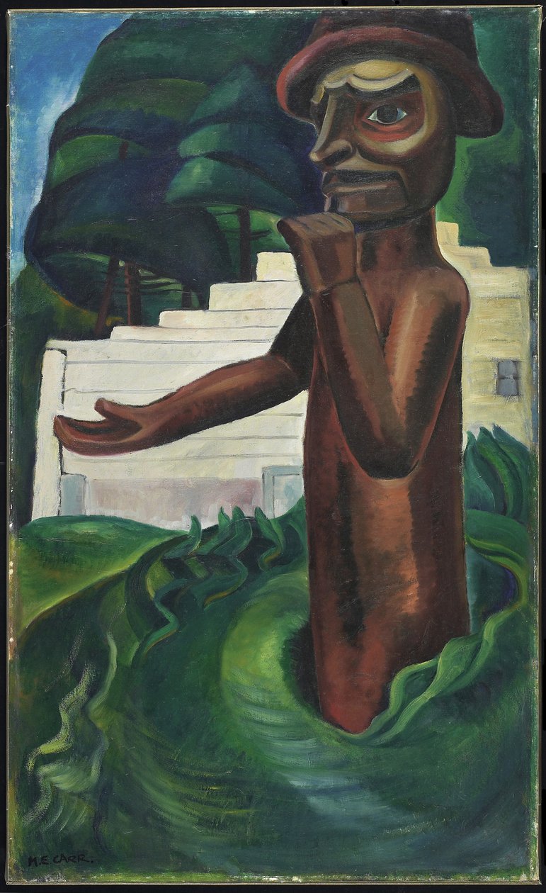 Powitanie Potlaczu, ok. 1928 r. (olej na płótnie) autorstwa Emily Carr