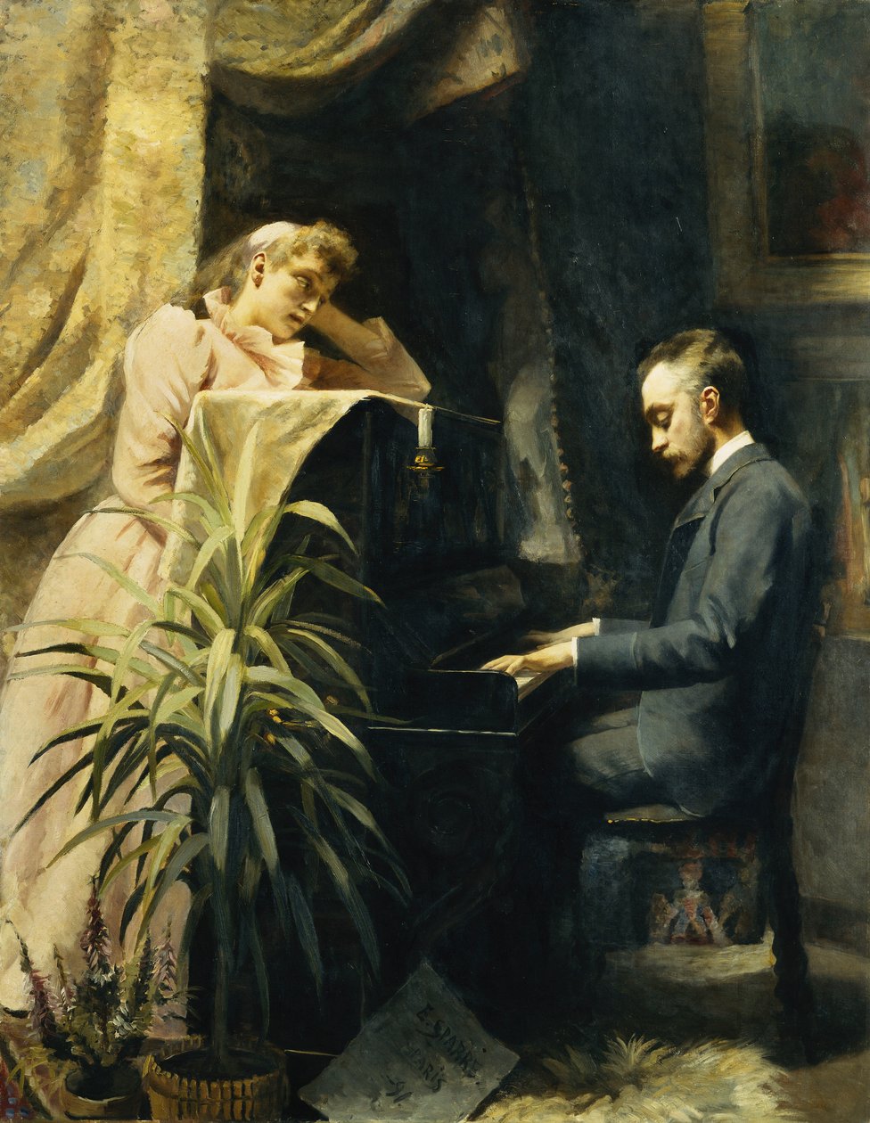 Przy fortepianie, 1891 autorstwa Emma Sparre