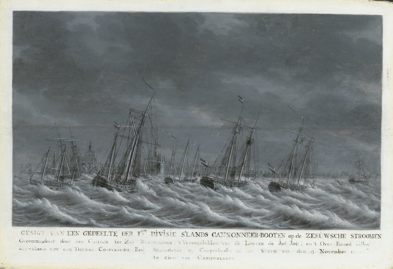 Flota Batawska przy Veere, 1800 autorstwa Engel Hoogerheyden
