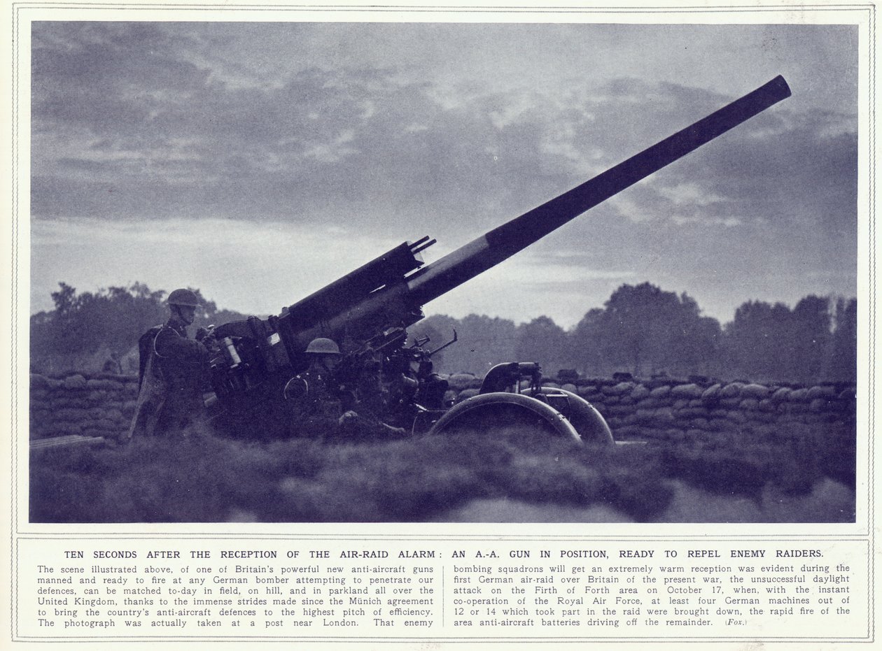 Działo przeciwlotnicze z The Illustrated War News, opublikowane 1 listopada 1939 r. autorstwa English Photographer
