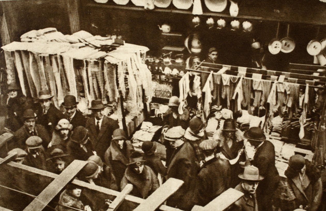 Berwick Street Market, Soho, w sobotę, z Wonderful London, publikacja 1926-27 (fotograwiura) autorstwa English Photographer