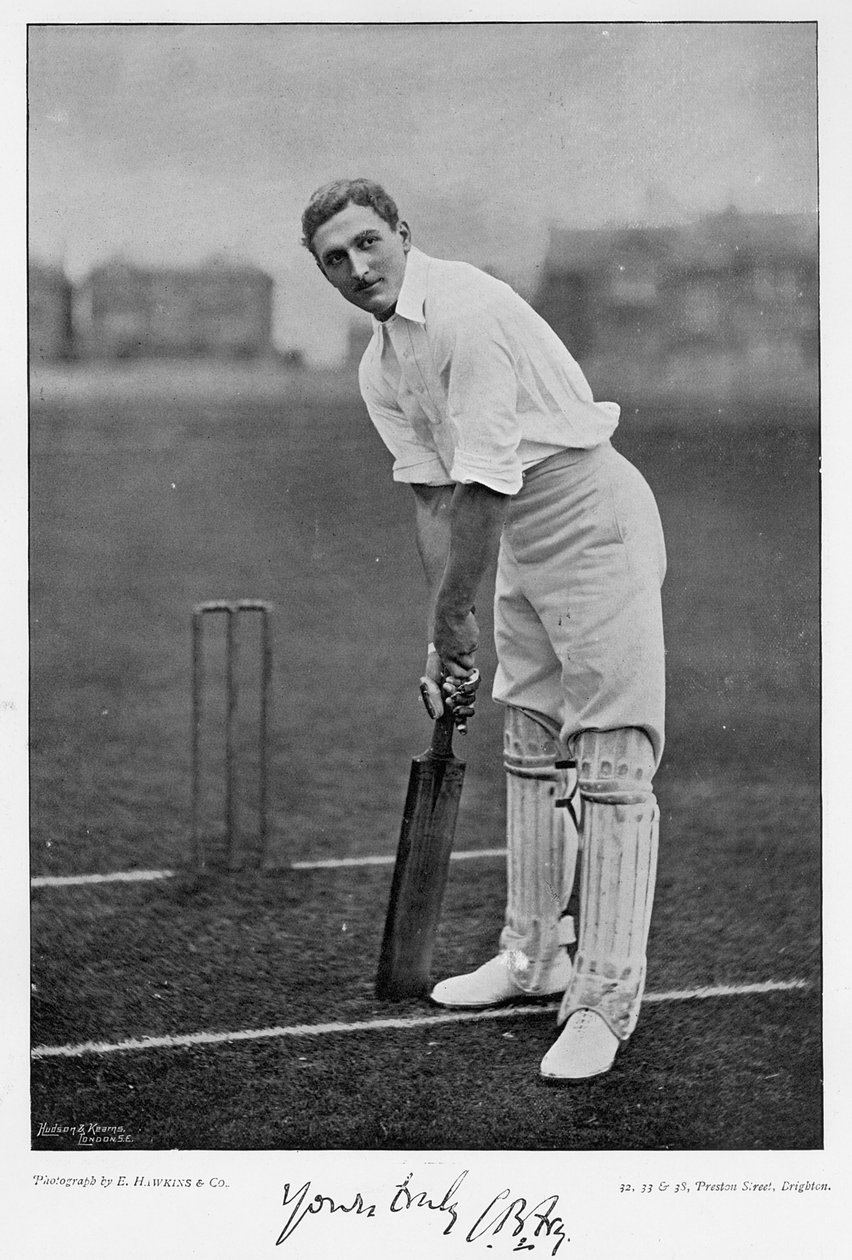 CB Fry, z Famous Cricketers and Cricket Grounds, opublikowane przez Hudsonby i Kearns, zdjęcie z 1895 r.) autorstwa English Photographer
