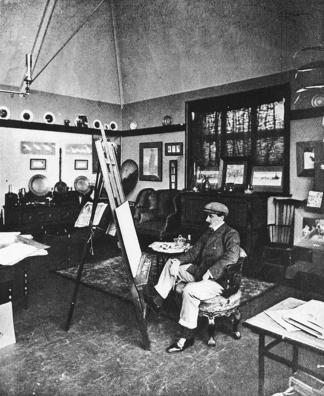 Cecil Aldin w swojej pracowni autorstwa English Photographer