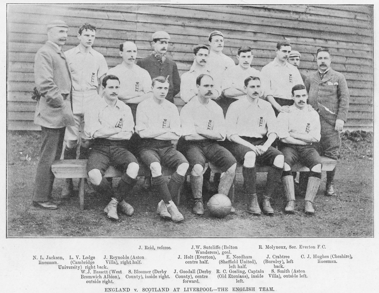 Anglia vs Szkocja w Liverpoolu: The English Team, 1895 autorstwa English Photographer