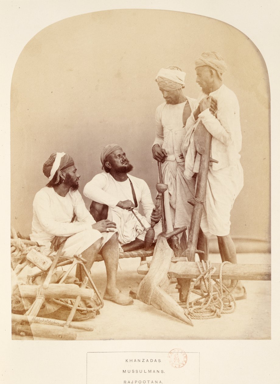 Khanzadas, Mussulmans, Rajpootana, z The People of India, J. Forbes Watson, opublikowane 1868 (druk albumowy) autorstwa English Photographer