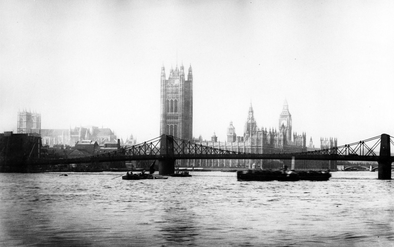 Lambeth Bridge i Pałac Westminsterski, koniec XIX w. autorstwa English Photographer
