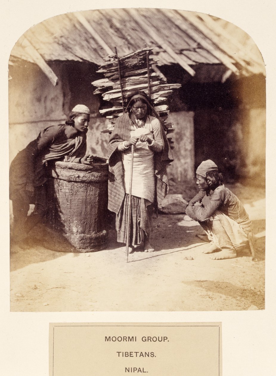 Moormi Group, Tibetans, Nipal, z The People of India, J. Forbes Watson, opublikowano 1868 (druk albumowy) autorstwa English Photographer