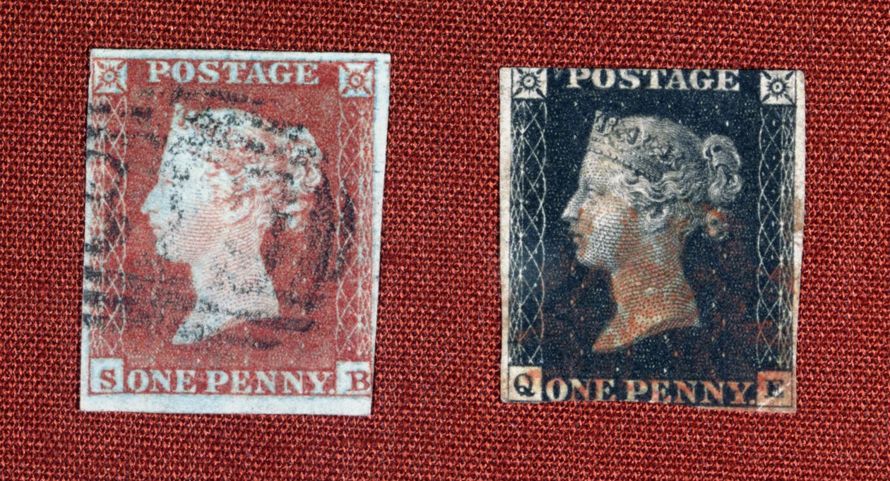 Penny Black i Penny Red, 1850 (tusz na papierze) autorstwa English Photographer