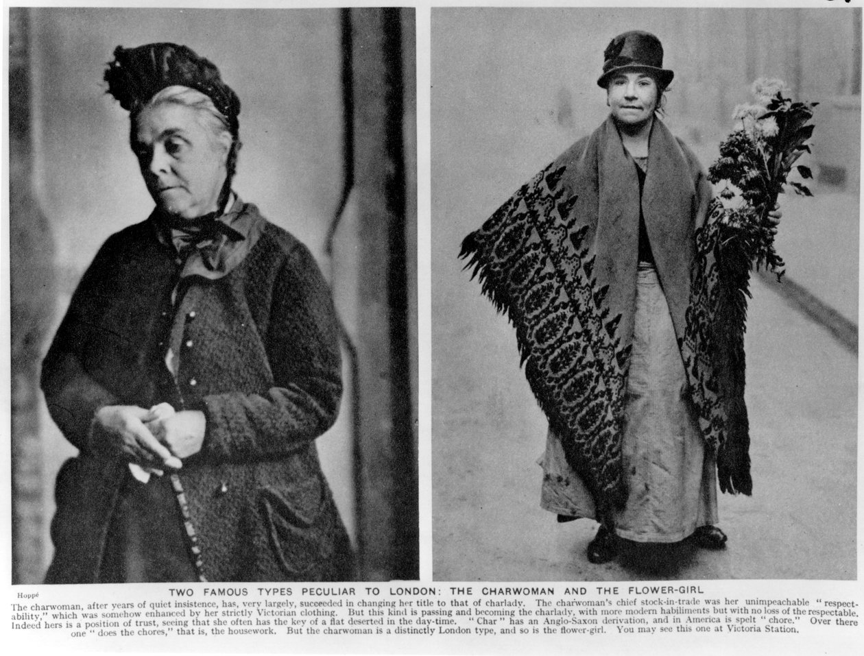 Posługaczka i Flower-Girl, ilustracje z „Wonderful London” Almeya St.Johna Adcocka, 1935 autorstwa English Photographer
